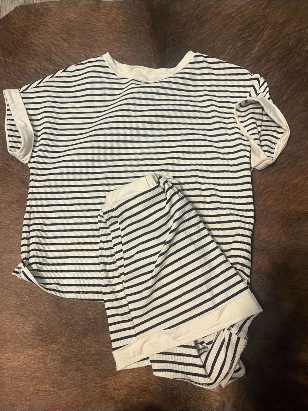 SHEIN Black & White Striped Women’s Short Pajama Set